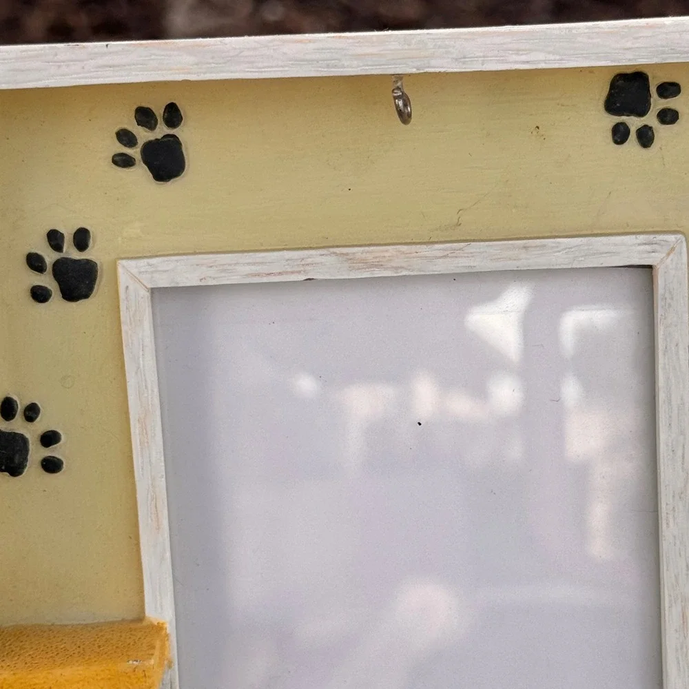 VTG 3D Cute Cat Paw‎ Print Mouse Yarn Picture 3x5  Frame Whimsical Decor